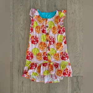 Posh Peanut Citrine Ruffled Cap Sleeve Henley Hi-Low Dress Girls Size 5T